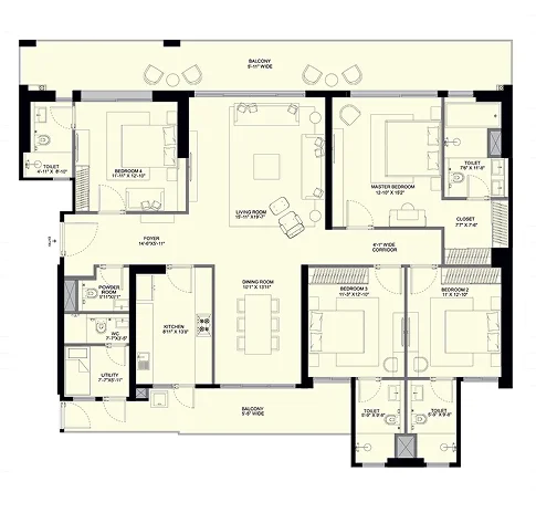 4 BHK floor plan